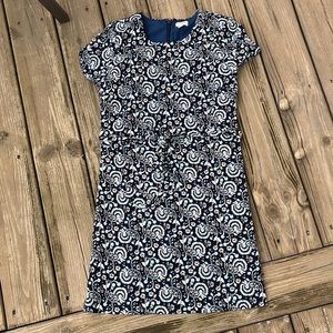 J Crew Short-sleeve floral patterned belted suiting dress